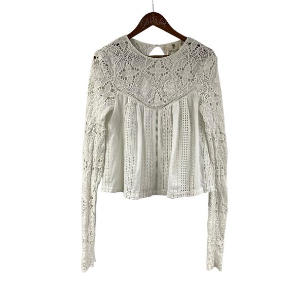 The Jetset Diaries Lace Top Small White Long Sleeve Open Back - Picture 1 of 8